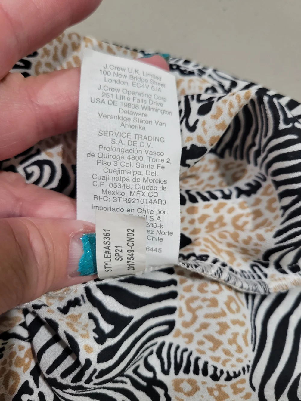 J. Crew Black and Cream Zebra Print Button-Front Shirt